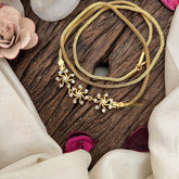 Vriksham Chic Floral Design Moggapu Gold Chain-White-G19570